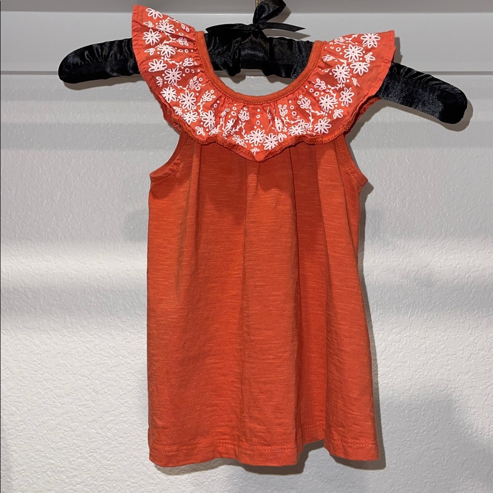 Savannah Coral Top with White Floral Design